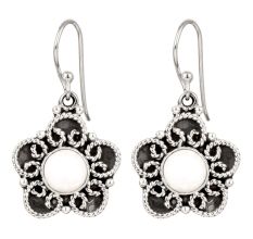 92.5 Sterling Silver Earrings Rainbow Moonstone Flower Drop Earrings