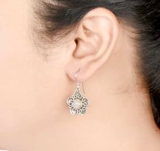92.5 Sterling Silver Earrings Rainbow Moonstone Flower Drop Earrings