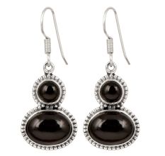 92.5 Sterling Silver Earrings Onyx Dangle and Drop Earring