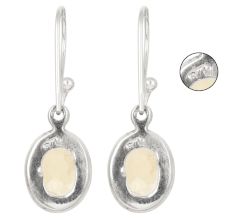 92.5 Sterling Silver Earrings Topaz Engraved Dangle and Drop Earring