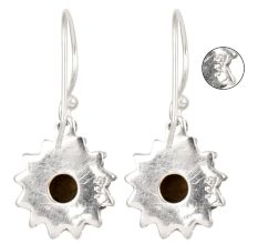 92.5 Sterling Silver Earrrings Round Tiger Eye Hanging Earrings