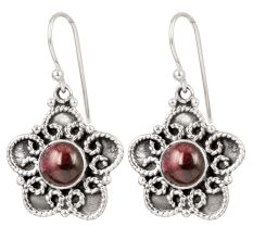 92.5 Sterling Silver Earrings Purple Jade Pure Silver Floral Dangle Earrings