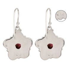 92.5 Sterling Silver Earrings Purple Jade Pure Silver Floral Dangle Earrings