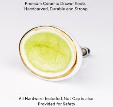 Olive Green Oval Ceramic Drawer Knob Online
