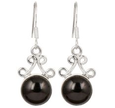 92.5 Sterling Silver Earrings Black Onyx Dangle and Drop Earrings