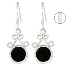 92.5 Sterling Silver Earrings Black Onyx Dangle and Drop Earrings