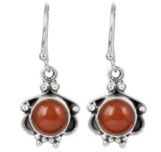 92.5 Sterling Silver Earrings Red Jasper Studded Fancy Earrings