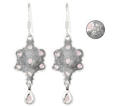 92.5 Sterling Silver Earrings Floral Amethst Hanging Earrings