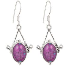 92.5 Sterling Silver Earrings Purple Turquoise Drop Earrings