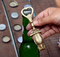 Golden Brass Owl Bottle Opener Handcrafted Retro Barware