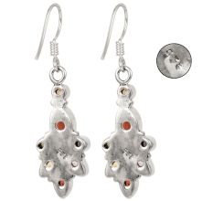 92.5 Sterling Silver Earrings  Multi Colored Gemstones Drop Earrings