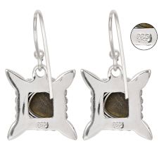 92.5 Sterling Silver Earrings Starry Square Zirconia Dangle Earrings