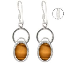 Sterling Silver Earrings Casual Wear Tiger Eye Drop Earrings
