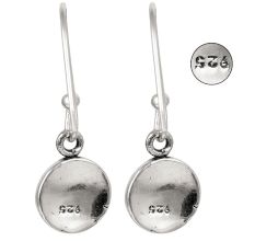 92.5 Sterling Silver Earrings with Engraved Circle Pendent Drop Earrings