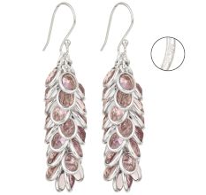 92.5 Sterling Silver Handmade Amethyst Grape Bunch Style Drop Earrings