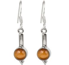 Tiger Eye 92.5 Sterling Silver Earrings Hook Style Earrings