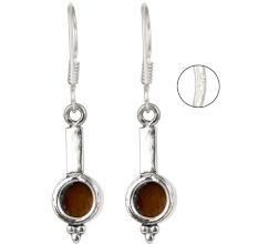 Tiger Eye 92.5 Sterling Silver Earrings Hook Style Earrings