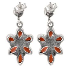 Sterling Silver Earrings Garnet Handcrafted Floral Dangle Earrings