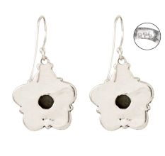 92.5 Sterling Silver Earrings Round Malachite Decorative Dangle Earrings