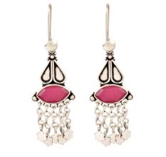 92.5  Sterling Silver Earrings Pink Tourmaline Long Dangle Earrings