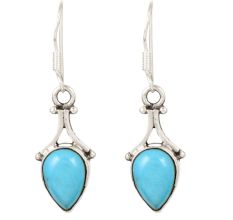 92.5 Sterling Silver Earrings Turquoise Teardrop Silver Drop Earrings
