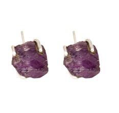 92.5 Sterling Silver Earrings Raw Amethyst Stud Earrings
