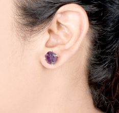 92.5 Sterling Silver Earrings Raw Amethyst Stud Earrings