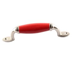 Red Small Ceramic Silver Door Handles
