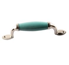 Sea Green Small Ceramic Silver Door Handles