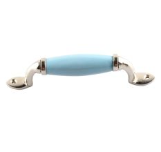 Turquoise Small Ceramic Silver Door Handles