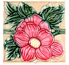 Old Ceramic Tile With Flower Motif