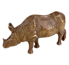 Hand Made Brass Rhino Statue Figurine