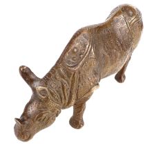 Hand Made Brass Rhino Statue Figurine