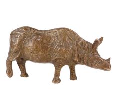 Hand Made Brass Rhino Statue Figurine