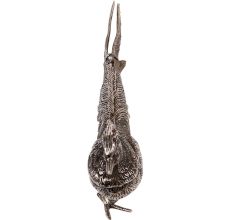 Silver Plated Peacock Figurine With Long Feathers