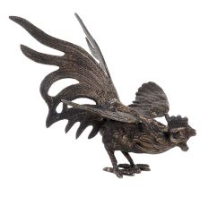 Brass Figurine Handmade Large Fighting Cock