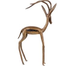 Brass Standing Deer Statue With Two Long Delicate Antlers