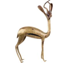 Brass Deer Statue Small Size Standing With Two Delicate Antlers