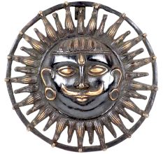 Brass Lord Surya Dev RoundÂ Wall Art