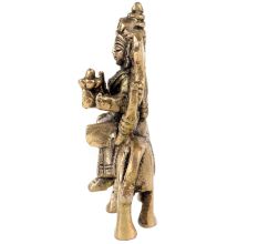 Brass Statue Of Mother Goddess Durga Seated on Lion