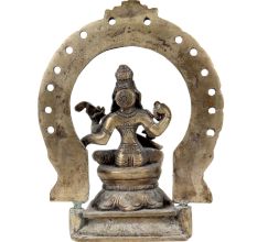 Goddess Saraswati Playing Veena with Floral Prabhavali