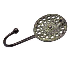 Round Wall Hook Engraved Tribal Style Hook With Green Finish