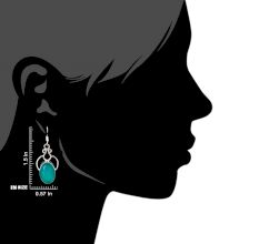92.5 Sterling Silver Dangle Earrings Teardrop Green Agate  Earrings