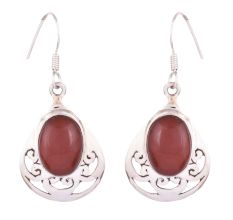 92.5 Sterling silver Earrings Red Agate drop Designer earrings