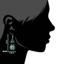 92.5 Sterling Silver earrings Melachite Round Dangle Earrings