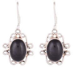 92.5 Sterling Silver Earrings Single Designer Black Oval Earrings