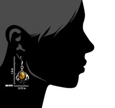 92.5 Sterling Silver Earrings Oval Tigers Eye Teardrop Earrings