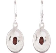 92.5 Sterling Silver Earrings Big Brown Sunstone Wire Hook Earrings