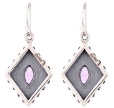 92.5 Sterling silver Earrings Kite Design Purple Zirconia Designer Hook Earrings