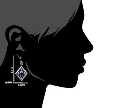 92.5 Sterling silver Earrings Kite Design Purple Zirconia Designer Hook Earrings